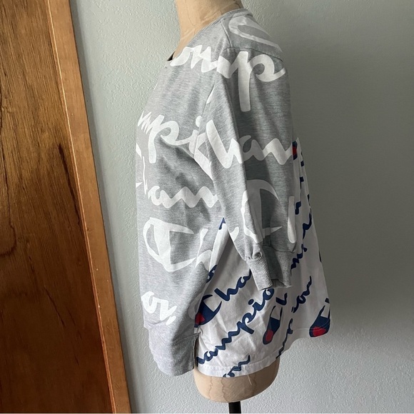 CHAMPION DIY sz M All Over Print Tee TShirt Back Pleats Short Sleeve Swe… - Picture 9 of 10